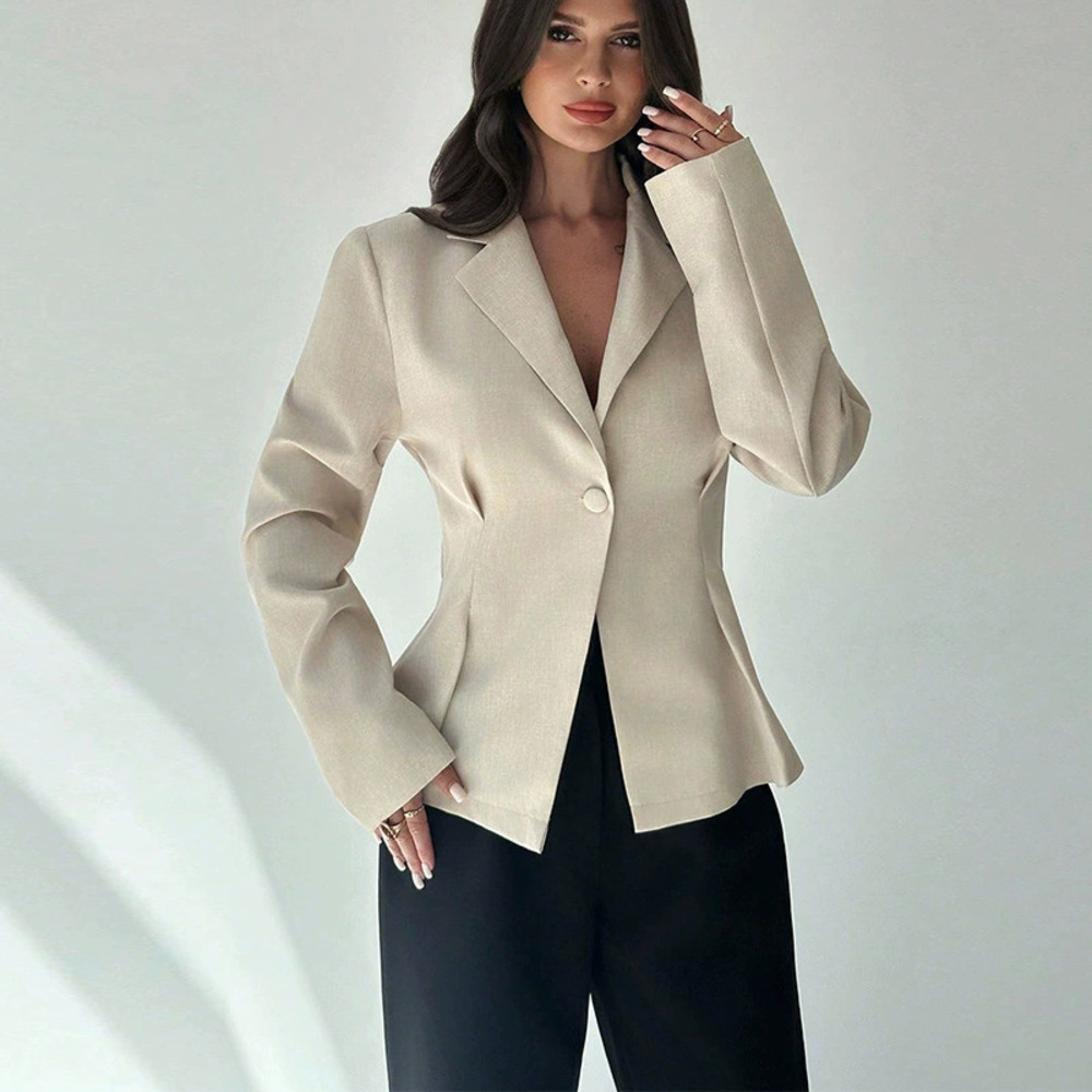 ZARA Chic Solid Color Cardigan Blazer for Women Open Front Outerwear